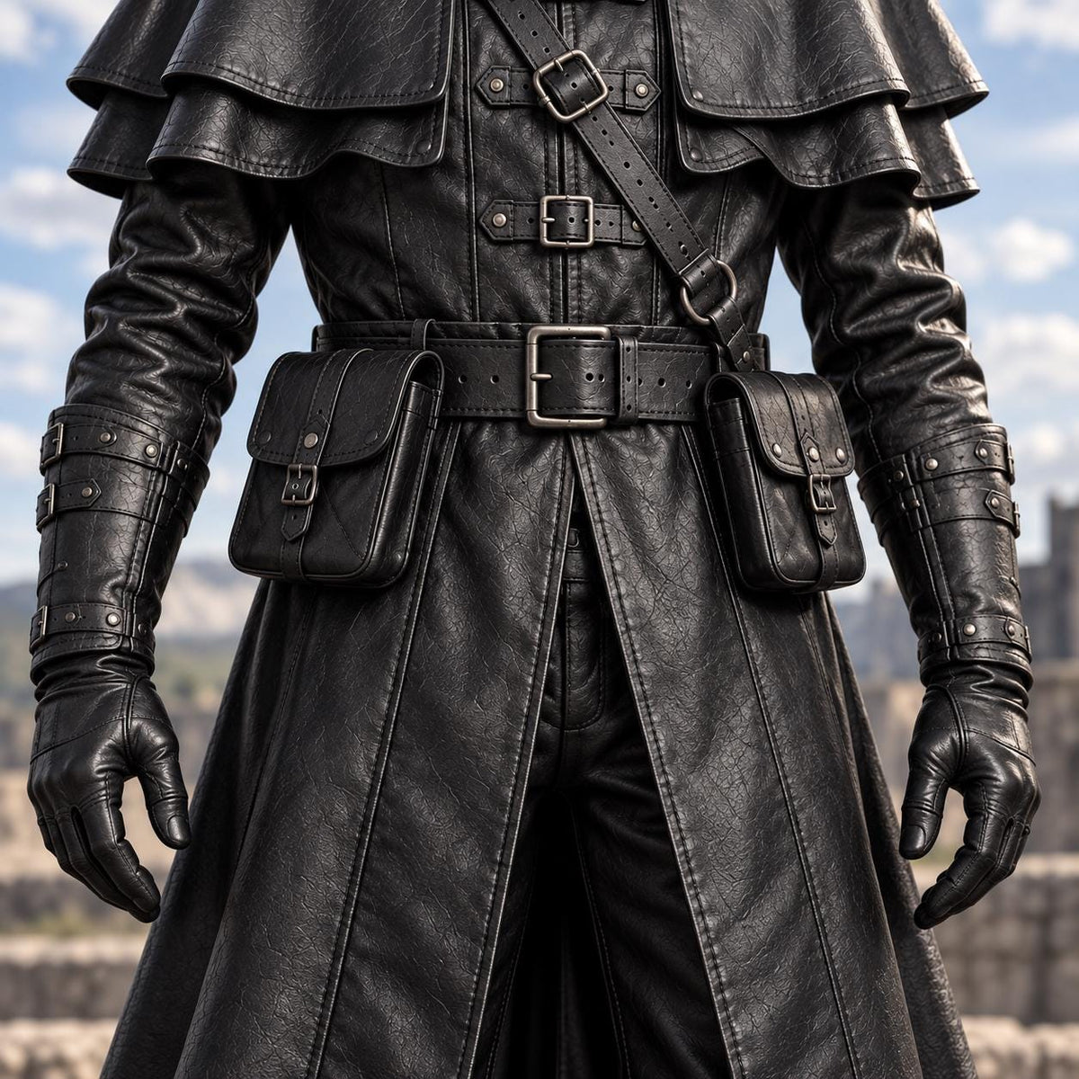Medieval Men’s Plague Doctor Trench Black Leather Co