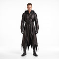 Genuine Leather Reaper Robe | Tattered Gothic Hooded Coat (Custom Fit) - Verlain London