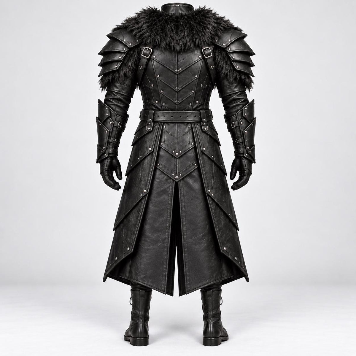 Black Leather Armor for Men | Handmade Medieval Warrior Costume with Layered Shoulder. - Verlain London
