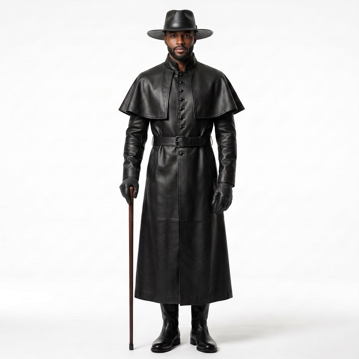 Men's Genuine Leather Victorian Hunter Costume - Verlain London