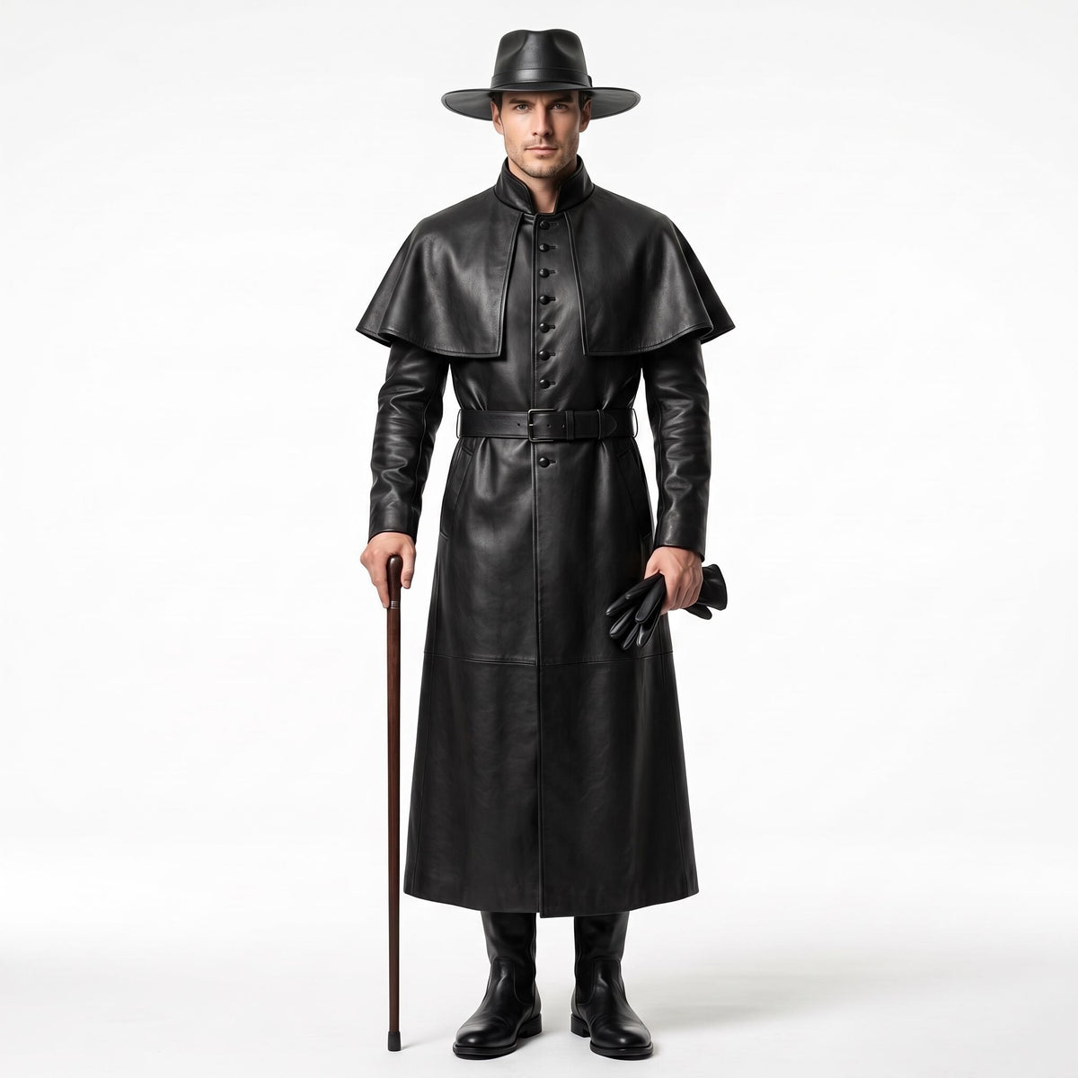 Men's Genuine Leather Victorian Hunter Costume - Verlain London