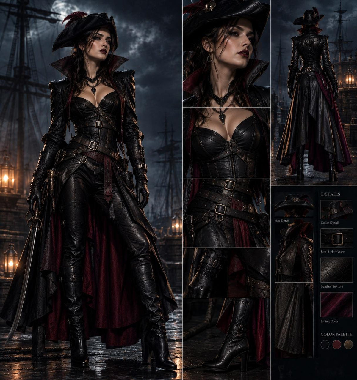 Women's Genuine Leather Vampire Countess Costume - Verlain London