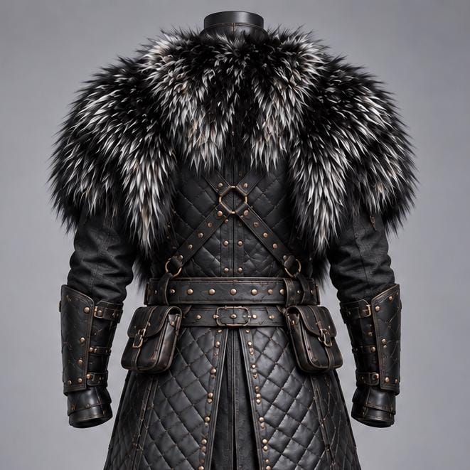 Men’s Black Viking Leather Armour Coat
