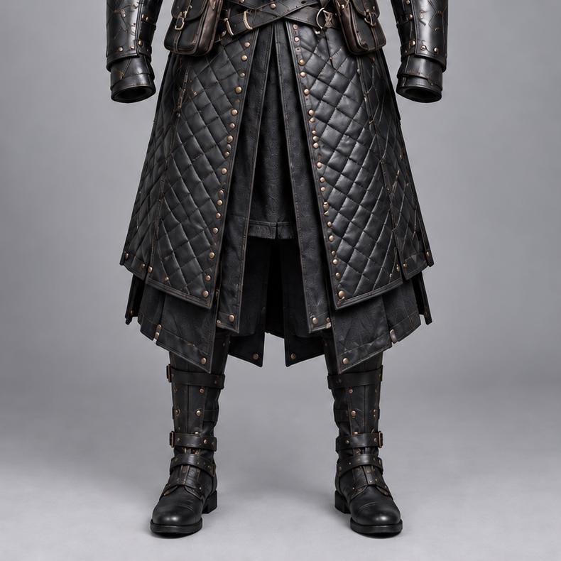 Men’s Black Viking Leather Armour Coat
