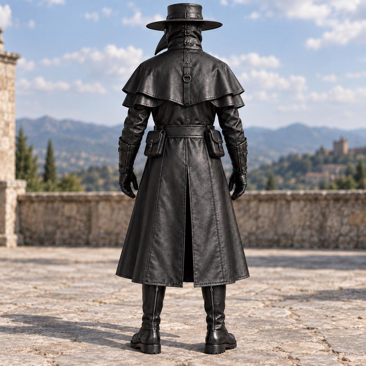 Medieval Men’s Plague Doctor Trench Black Leather Co