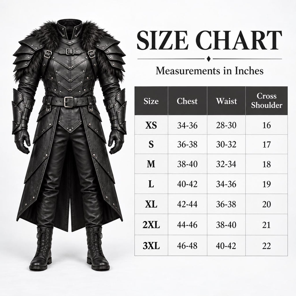 Black Leather Armor for Men | Handmade Medieval Warrior Costume with Layered Shoulder. - Verlain London