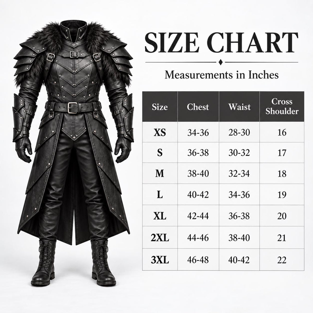Black Leather Armor for Men | Handmade Medieval Warrior Costume with Layered Shoulder. - Verlain London